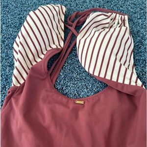 Victoria's Secret Burgundy and White Striped One Piece
